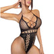 Wesweetie women lingerie lace bodysuit teddy with V-neck and cut-out design.