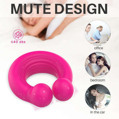 London Eye Couple's vibrating cock ring with a mute design, dual-headed for enhanced couple's play in various settings.