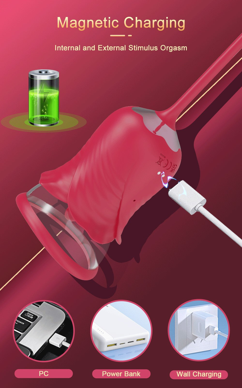 Rose Petal Sucking Telescopic Vibrator